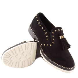 Black moccasins with studs U-6250 Black 2