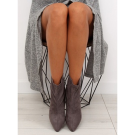 Gray F183 Gray boots on a heel grey 1