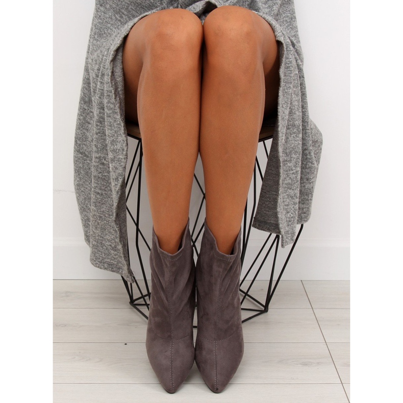 Gray F183 Gray boots on a heel grey 1