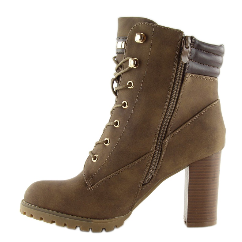 Timber boots on high heels brown S89 Khaki 1