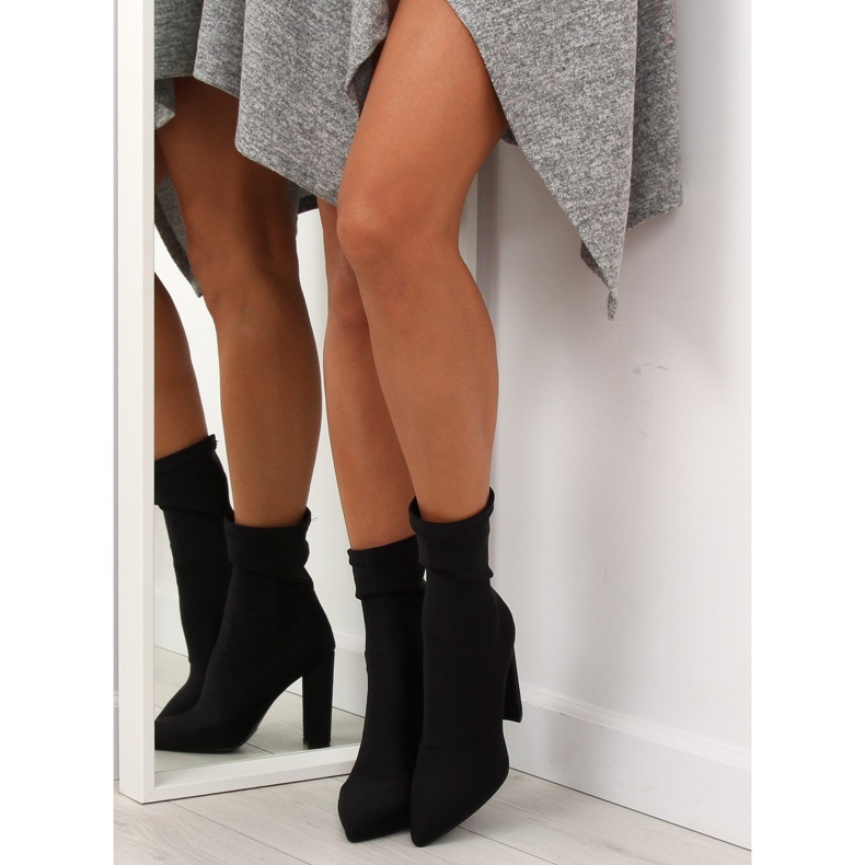 Black neoprene high-heeled boots NS028P 1