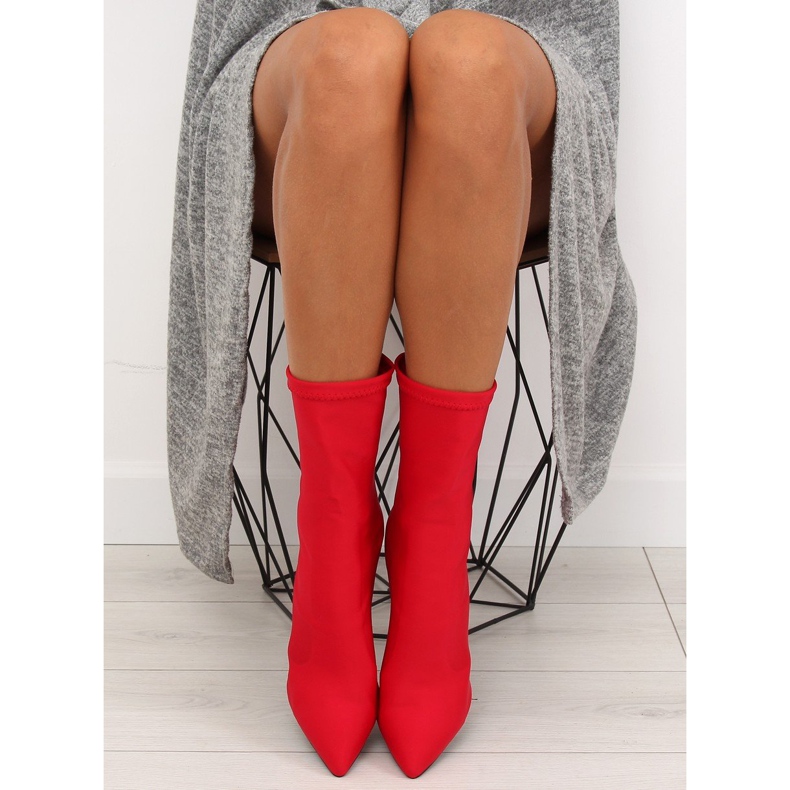Red neoprene high-heeled boots NS028P 2