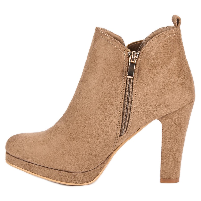 Small Swan Suede high-heeled ankle boots brown 1