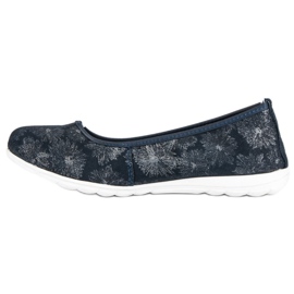 Filippo Navy blue leather ballet shoes 1