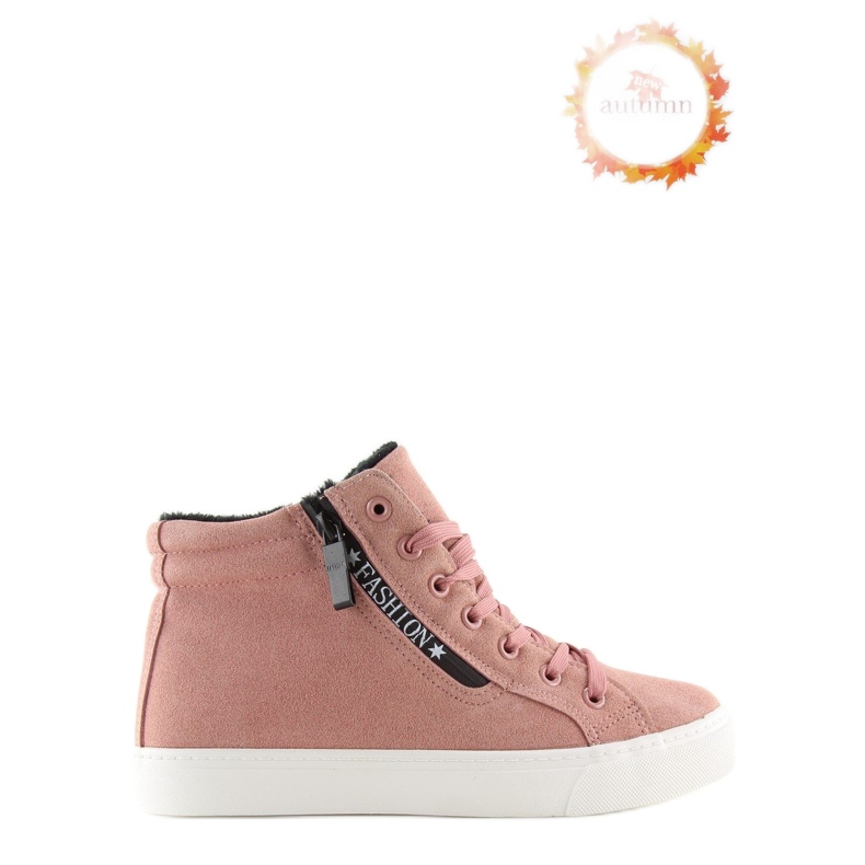 Pink warm ankle sneakers W-3072 1