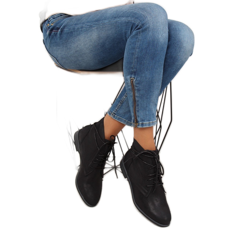 Black lace-up boots K-91 black 1 Black lace-up boots K-91 black 1