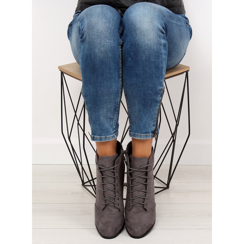 Boots on a stable heel gray JA161 gray grey 1