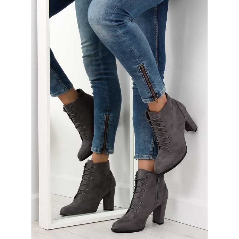 Boots on a stable heel gray JA161 gray grey 2