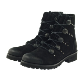 Badura women's boots decorated with buttons and rhinestones black 3