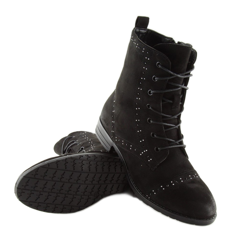 Black lace-up boots W312 Black 2
