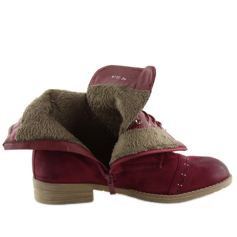 Lace-up boots W312 Wine burgundy red 1