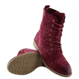 Lace-up boots W312 Wine burgundy red 2