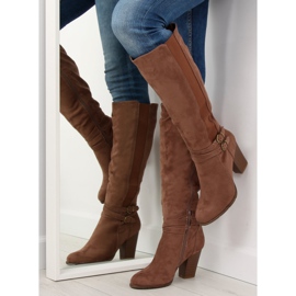 Brown high heels 103-GG khaki 2