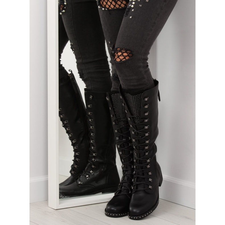 Black lace-up boots NC258 black 1