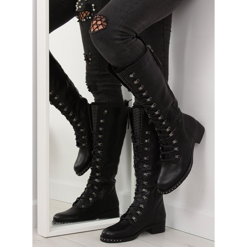 Black lace-up boots NC258 black 2