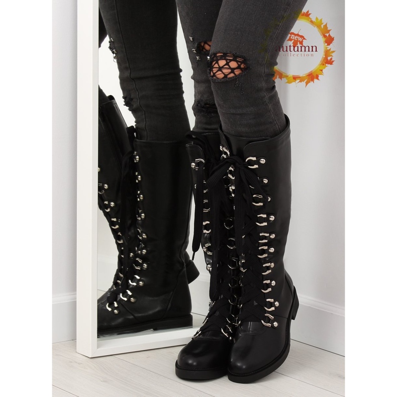 Black lace-up boots NC281 black 1