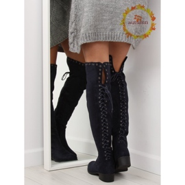 Navy blue musketeer boots LS182 1