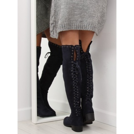 Navy blue musketeer boots LS182 2