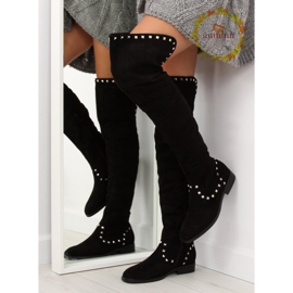 Black flat thigh boots T161 1
