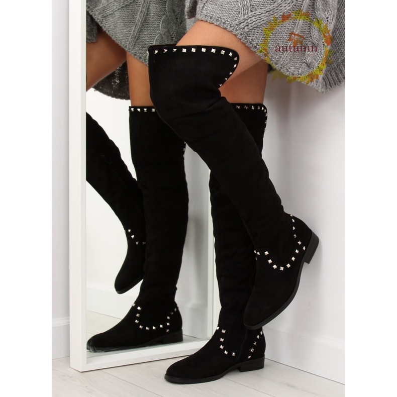 Black flat thigh boots T161 1 Black flat thigh boots T161 1