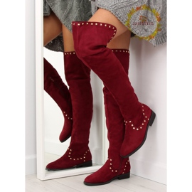 Flat burgundy boots T161 red 1