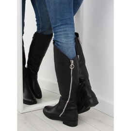Boots with a zipper black a-1 Black 1