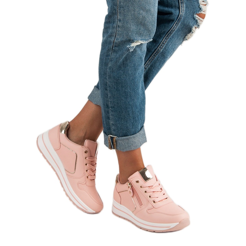 Sneakers with a decorative zipper pink 1