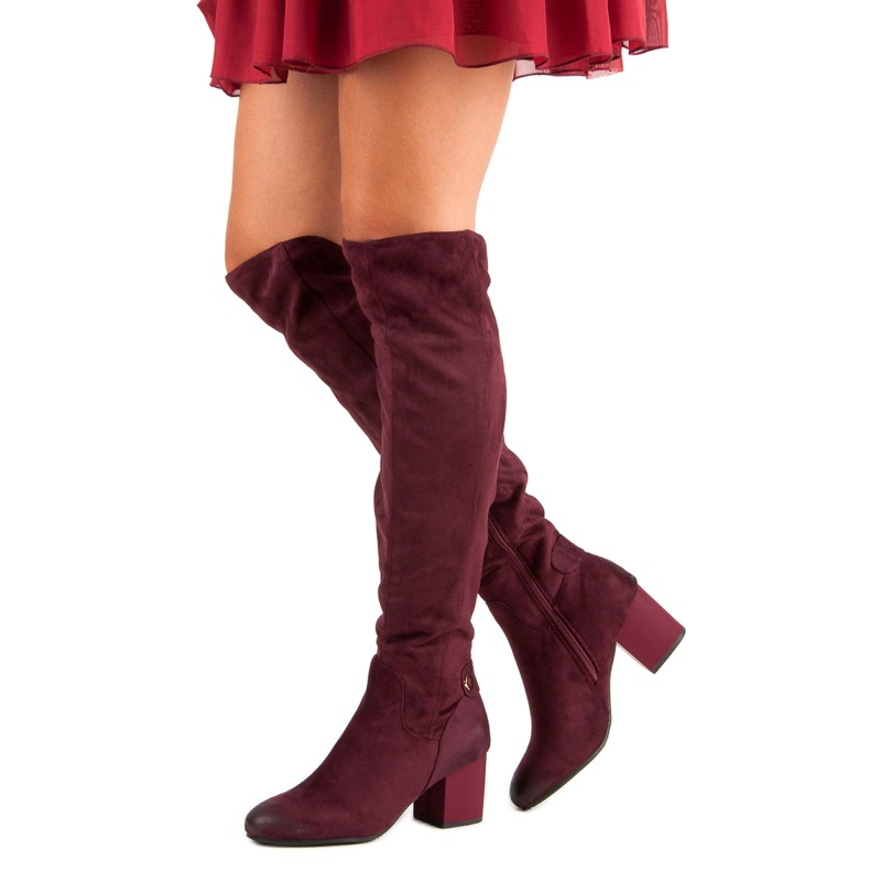 Burgundy high-heeled musketeer from VINCEZA red 2