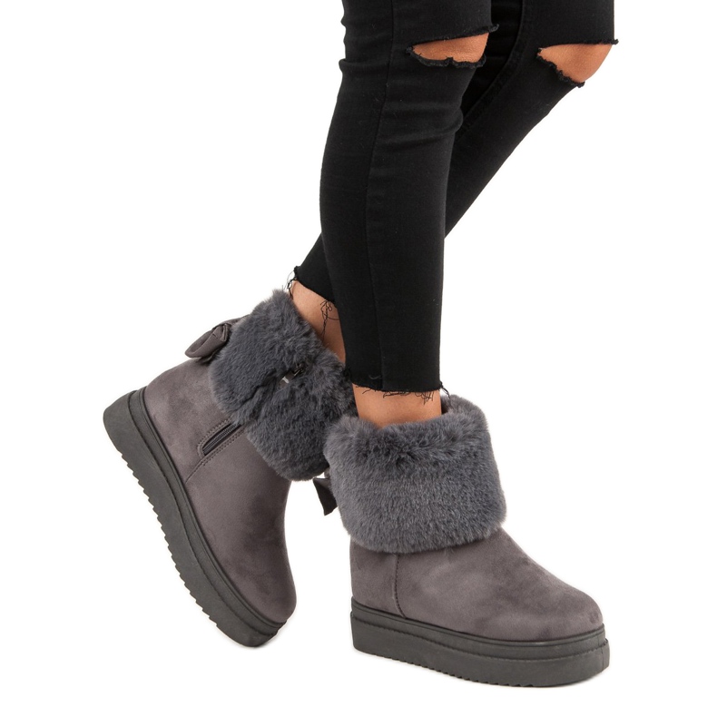 Snow boots With VINCEZA fur grey 2