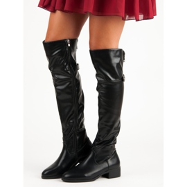 Black thigh-high boots with a zipper 1