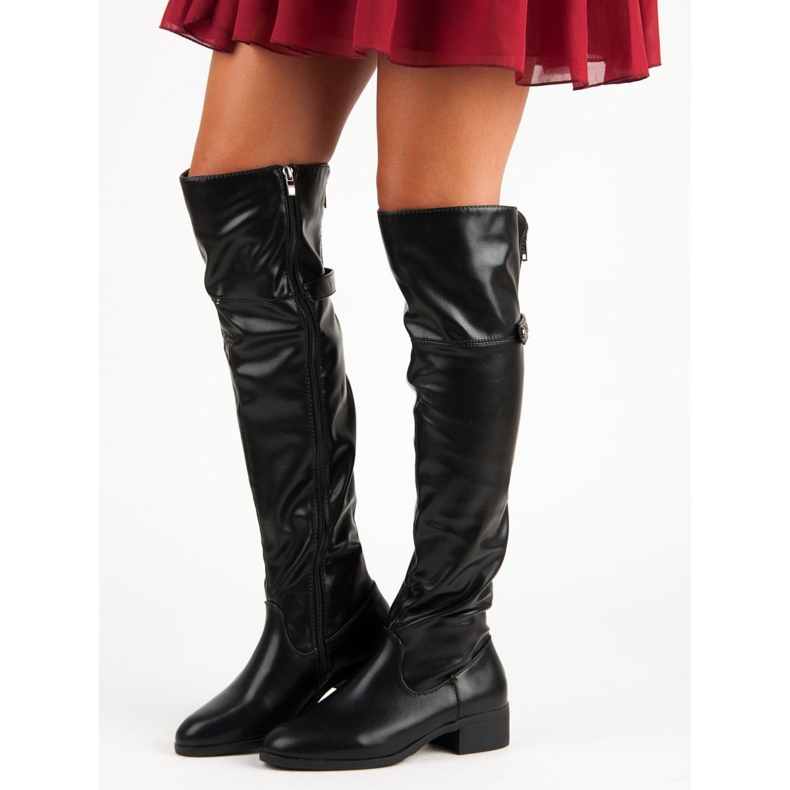 Black thigh-high boots with a zipper 1