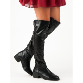 Black thigh-high boots with a zipper 2