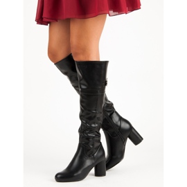 Black high heeled boots 2