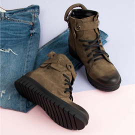 Khaki VINCEZA Workers boots green 2