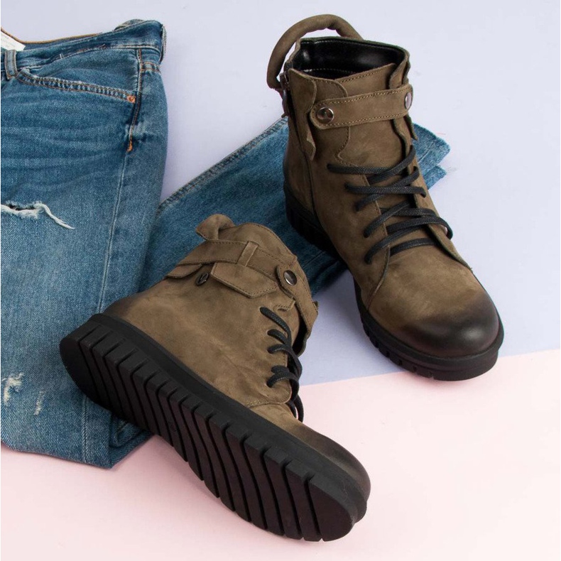 Khaki VINCEZA Workers boots green 2