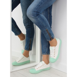 Women's white and mint sneakers BL97P Green 2 Women's white and mint sneakers BL97P Green 2