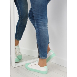 Women's white and mint sneakers BL97P Green 1