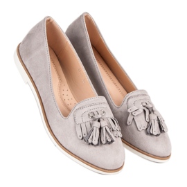 Super Me Gray fringed loafers grey 1 Super Me Gray fringed loafers grey 1