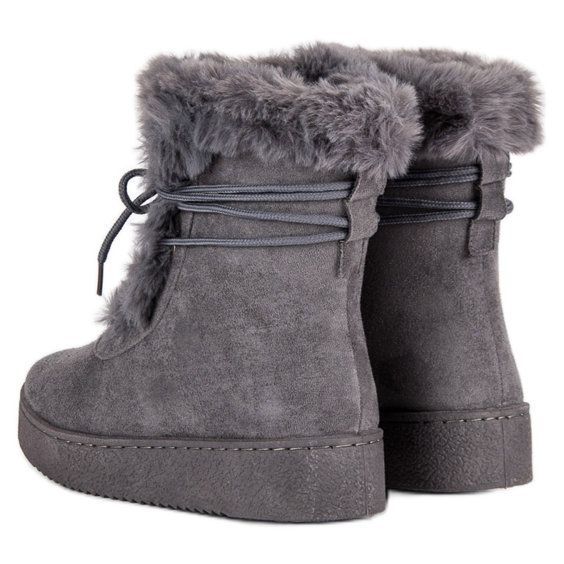Gray tied snow boots grey 2