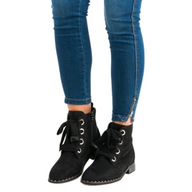 Suede Lace-Up Boots black 1