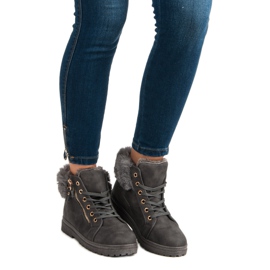 Warm, tied ankle boots grey 1