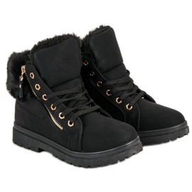 Warm, tied ankle boots black 7