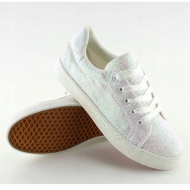 Iridescent white sneakers BL142 White purple 2