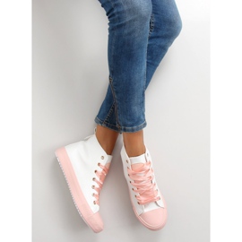 Sneakers for the ankle with double laces bl102p Pink white 2