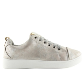 Gray 88013 Silver sneakers with pearls grey 1