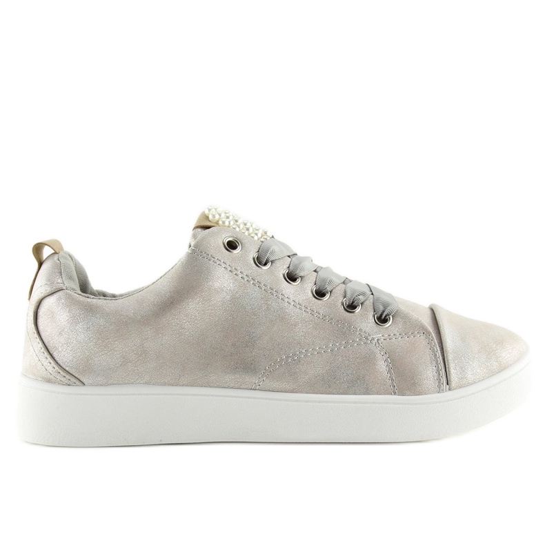 Gray 88013 Silver sneakers with pearls grey 1