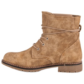 Juliet Camel boots with flat heels brown 1