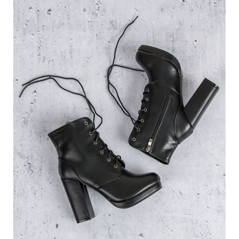 Small Swan Lace-up boots on the post black 1