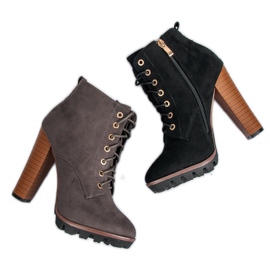 Gray tied ankle boots grey 2