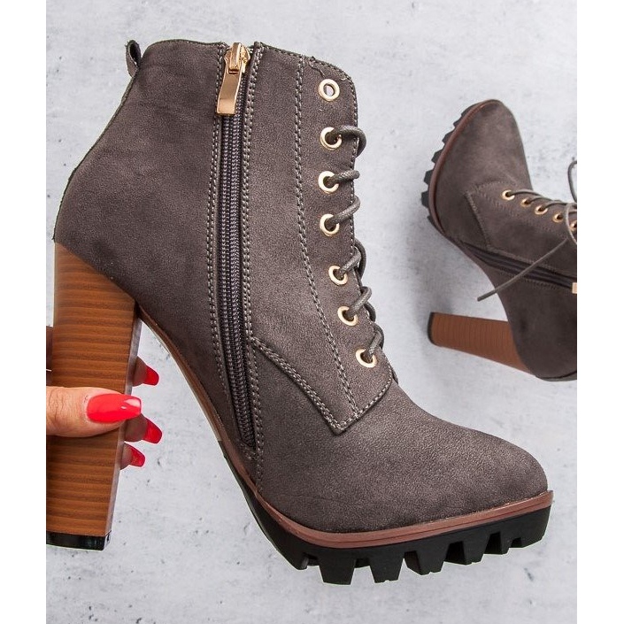 Gray tied ankle boots grey 1